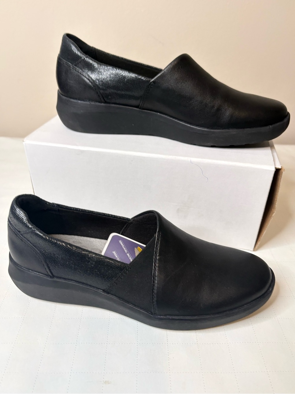 Clarks Collection sz 6 Black Kayleigh Step Slip On Shoe New No Box (31)